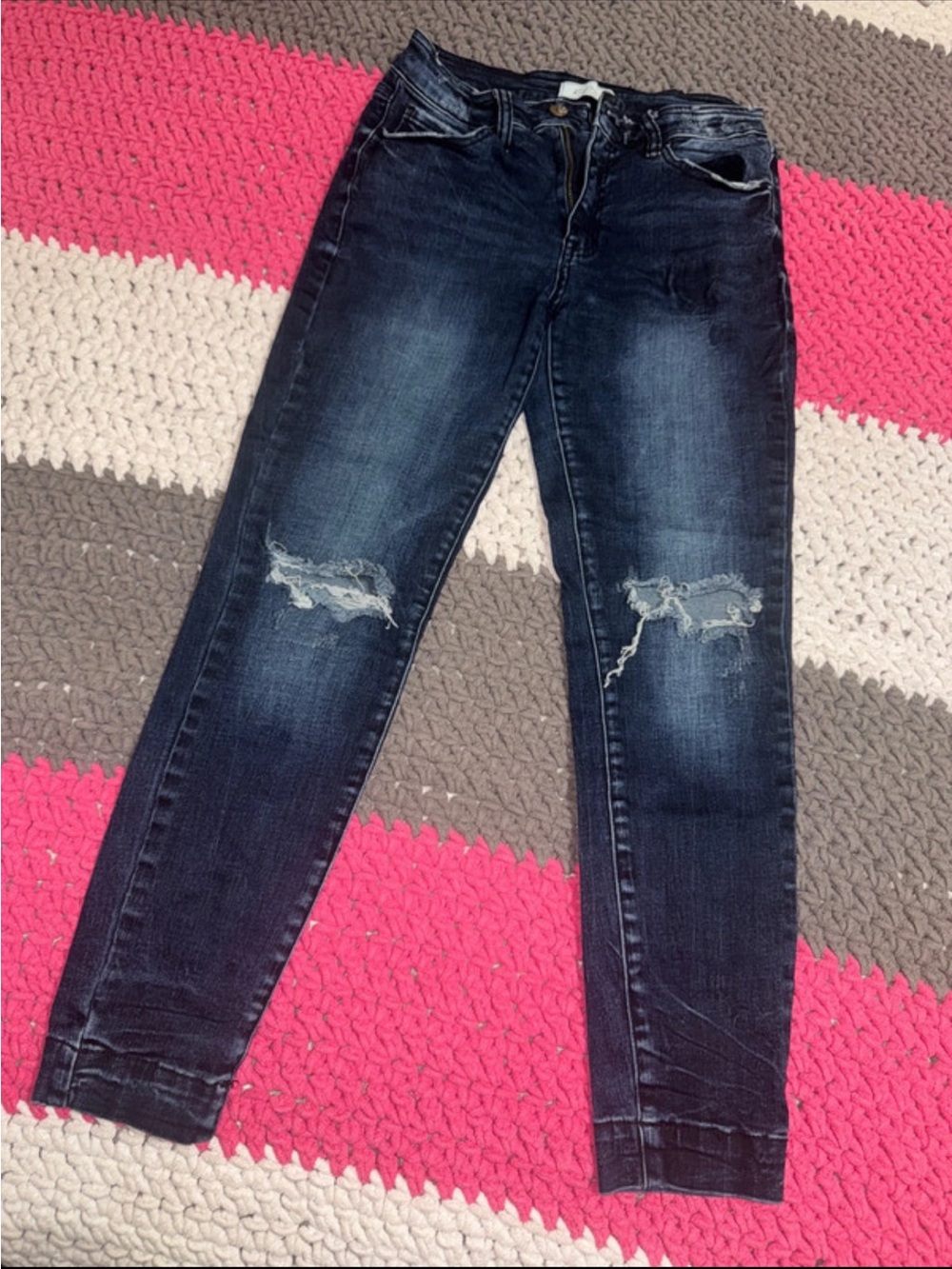 KanCan Dark Blue Distressed Women's Skinny Jeans